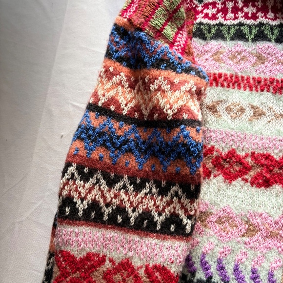 Anthropologie Boho Abstract Multicolor Patchwork Open Cardigan Sweater 1X/2X - Picture 14 of 16